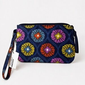 Vera Bradley RFID Zip‎ Wallet Wristlet Floral Medallion NWT 6.5" Cotton